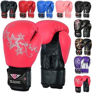 BeSmart Kids Boxing Gloves Junior Mitts 4oz, 6oz Punch Bag Children MMA Youth P (Pink, 4 Oz)