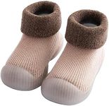 FABRST Warm Baby Sock Shoes Infant Boys Girls Non Slip Floor Slipper for Toddler First Walking(Khaki,13.5)