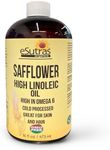 eSutras Organics Linoleic Safflower Oil - Cold Pressed, Moisturizing Non-GMO Oil For Hair, Body & Skin Care(16 oz)