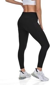 TCA Leggings 7/8 Taille Haute pour Femmes – Leggings Ultra Doux avec Contrôle du Ventre et 2 Poches Latérales Ouvertes pour la Course, la Gym et Le Yoga -Black Stealth, L