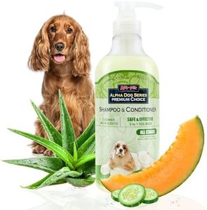 Alpha Dog Series All Stages Dog Grooming Natural Dog Shampoo and Conditioner with Aloe Vera, pH balanced Shampoo for Dogs, Tear-Free, Moisturizing Dog Shampoo for Sensitive Skin - 26.4 Oz