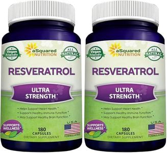 100% Natural Resveratrol - 1000mg Per Serving Max Strength (180 Capsules) Antioxidant Supplement, Trans-Resveratrol Pills for Heart Health & Pure, Polyphenols (Pack of 2)