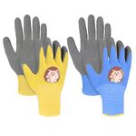 2 Pairs Kids Gardening Gloves, Rubber Coated Kids Work Gloves Non Slip Yard Work Chirldren Gloves for Kids Gardening, Pruning