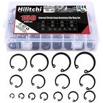 Hilitchi 150-Pcs [15-Size] Alloy Steel Internal Circlip Snap Retaining Clip Ring Assortment Kit - Size: 8mm to 36mm