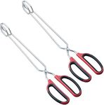 HINMAY Stainless Steel Scissor Tongs with Comfort-grip Handle 16-Inch Long Grilling Tongs, Set of 2