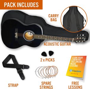 3rd Avenue 4/4 Acoustic Guitar – Black Full Size
