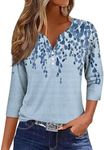 Womens Tops 3/4 Length Sleeves V Neck Button Down Shirts Business Casual Outfit Basic Tees Summer Top 2025