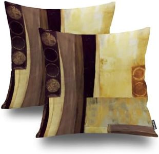 Shrahala Brown Abstract Oil Decorative Throw Pillow Cover, Painting Square Pillowcase Linen Blended Single Side for Bedroom Living Room Set of 2 (18 x 18 in)