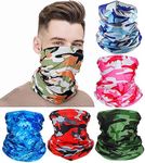 6Pieces Neck Gaiter, Multifunction Headwear Bandana Face Masks, Elastic Ice Silk Outdoor Tube Scarf, UV Resistance Cooling Breathable Face Cover Scarf for Men Women Outdoors Sports