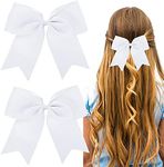 Sibba White Hair Bow Clip Barrettes for Women Girls 2 PCS 8 Inch Large White Solid Color Bows Hairpin with Long Silky Satin Tail Large Slides French Barrettes Accessories for Birthday Party