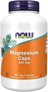 Now Foods, Magnesium Caps, 400 mg, 180 Gélules végétaliennes, Testé en Laboratoire, Minéraux, Sans Gluten, Sans Soja, Végétarien