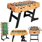 HLC 4FT Folding Football Table Foosball Soccer Indoor Game Table with Retractable Pole Kids Family Play Sports Fun