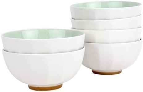 QUANSHANGJU 6-Piece Pasta Bowls 24 oz, Green Porcelain 6 inch, Microwave Oven Dishwasher Safe Scratch Resistant