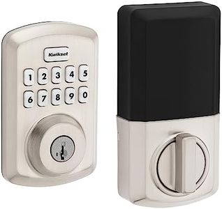 Kwikset Powerbolt 250 10-Button Keypad Satin Nickel Transitional Electronic Deadbolt Door Lock, Featuring Convenient keyless Entry, Customizable User Codes and auto Locking