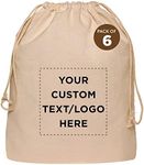 DISCOUNT PROMOS Custom Cotton Drawstring Backpacks Set of 10, Personalized Bulk Pack - Eco-friendly and Reusable, Bring Everywhere You Go, for All Ages and For Everyday Use - Natural