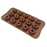 RKPM HOMES Donut Flower Shape Chocolate Mould | Silicone Candy Mold | Baking Tools for Cake Chocolate Candy Ice Jelly | Cake Baking Moulds | Bakeware Molds | Brown – 15 Cavity