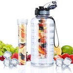 UTEBIT 2 Litre Water Bottle with Fruit Infuser, Sports Water Bottle 2L with Motivational Time Markings, Dishwasher Safe Leak-proof Drink Bottle BPA Free Tritan for Outdoors, Camping, Gym, School