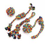 VIEWLON Dog Rope Toys, Dog Toy Set, Rope Ball, Cotton Knot, Chew Toy, Dog Interactive Toy, Beneficial to Dog's Mental Health, Teeth Cleaning,Best Gift for Small/Medium Dogs (4 Pcs)