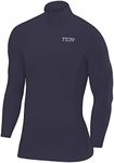 TCA Men's SuperThermal Compression Base Layer Football Running Top Long Sleeve Thermal Under Shirt - Mock Neck - Graphite, Medium