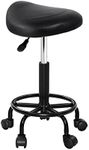 Artiss PU Salon Stool, Bar Stools Swivel Lounge Drafting Chair Piano Guitar Seat Barber Chairs Outdoor Spa Indoor Home Office Kitchen Furniture, Adjustable Height Hydraulic Lift Black