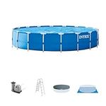 Intex 18ft X 48in Metal Frame Pool Set with Filter Pump, Ladder, Ground Cloth & Pool Cover