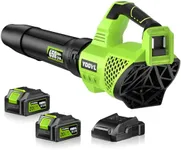 Leaf Blower Cordless, 650CFM Electric Leaf Blowers with 2 x 5.2Ah Batteries and Charger, 3 Speed Modes, 1 x Adjustable Shoulder Strap, Powerful Blowers for Lawn Care, Patio, Dust, Blowing Leaves