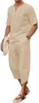 COOFANDY Men's 2 Pieces Linen Set H