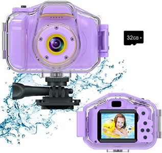 DEKER Kids Camera Waterproof Boys Girls Toys 3-12 Year Old Christmas Birthday Gifts Kids Underwater Mini Camcorder Cameras Children HD Digital Action Camera 2 Inch IPS Screen with 32GB Card (Lavender)