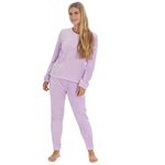 Evotex Trading Womens Shimmer Flannel Fleece Pyjamas Pyjama PJ Set Lilac Size Large 16-18