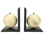 Make in Modern Vintage Globe Bookends for Office, Kitchen, Living Room, Home Decor and Gift Item - 8 Inch