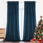 LINEN BASICS Premium Suede Velvet Navy Blue Color Curtains for Living Room, Bedroom Pack of 2 Pcs (Long Door 9 Ft) (Navy Blue)