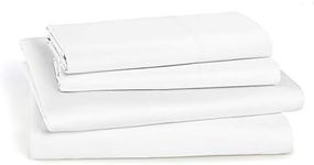 Royal Tradition 100-Percent Cotton Percale King Size 4PC Sheets Set, Soft and Crisp Bed Linens, Solid White, Made in Egypt