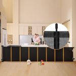 Retractable Baby Gate,380Cm Dog Gate Extra Wide Stair Gate,Upgraded Baby Gate with Fiberglass, 89 Cm Tall Dog Stair Gate,Mesh Baby Gate Pet Gate One Hand Operation for Hallways/Doorways/Indoor/Outdoor