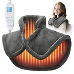 RENPHO Heat Wrap Electric for Neck Shoulders and Back, Valentine's Day Birthday Gifts for Women Men Mom Dad Her Him, Auto Shut Off, ETL Certified, 21"x23", Gray