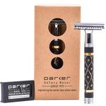 Parker Safety Razor, 65R Super Heavyweight Gray and Gold Double Edge Safety Razor & 5 Parker Blade Refills