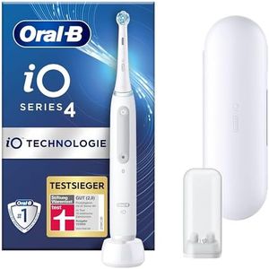 Oral-B iO Series 4 Elektrische Zahnbürste/Electric Toothbrush, 4 Putzmodi für Zahnpflege, Valentinstagsgeschenk für Ihn/Sie, Designed by Braun, quite white, TESTSIEGER Stiftung Warentest (12/2023)