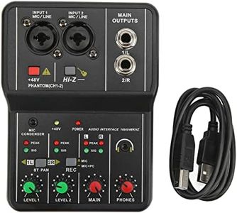 2 ChannelsMixer, Sound Card USB 48V Phantom Power Compact Sound Mixing Console, USB Soundcard for PC Recording for Music Recording Home Karaoke Internet Karaoke