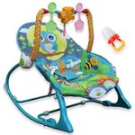 Safe-O-Kid® SweetSwing Baby Rocker Cum Bouncer with 1 Year Warranty, Multi-Position Reclining, with Music, Vibrations, Safety Harness and Toy Bar- Blue