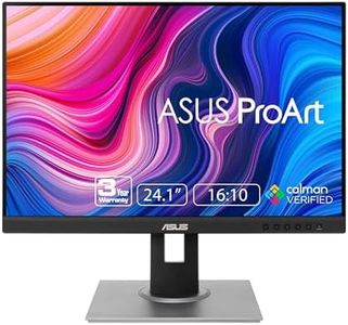ASUS ProArt Display PA248QV 24.1” WUXGA (1920 x 1200) 16:10 Monitor, 100% sRGB/Rec.709 ΔE < 2, IPS, DisplayPort HDMI D-Sub, Calman Verified, Eye Care, Anti-glare, Tilt Pivot Swivel Height Adjustable , BLACK