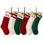 Personalized Christmas Stocking，Custom Name Family Christmas Stocking, 18” Large Knitted Xmas Stocking for Kids,Holiday and Family Stocking for Fireplace Christmas Holiday Party Decoration (1 pcs