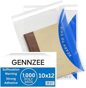 GennZee 10x12 1,000 Pack Clear Poly Bags Strong Adhesive Strip with Suffocation Warning