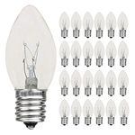 25 Pack C9 Clear Christmas Repalcement Bulbs, C9 Christmas Replacement Light Bulb for Christmas String Light, E17 Intermediate Base- 7 Watts