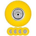 Set Of 4 - 10" Pneumatic Sack Truck Trolley Wheel Barrow Tyre Tyres Garden Hand New Yellow | Emergency Replacement Tyre | Strong Durable Long Lasting