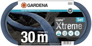 Gardena Liano Xtreme 1/2 inch, 30m set: Extremely robust textile garden hose, for indoor water taps, with PVC inner tube, lightweight, weather-resistant (18477-20)