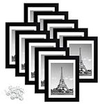 upsimples 5x7 Picture Frame Set of 10, Display Pictures 4x6 with Mat or 5x7 Without Mat, Multi Photo Frames Collage for Wall or Tabletop Display, Black