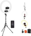 NEEWER Professional Ring Light with Stand and Phone Holder, 18 inch Ultra Thin, 45W 2900K-7000K TLCI98, Remote Shutter & App Control, Softer Lighting for Makeup Live Stream TikTok, RP18B Pro White