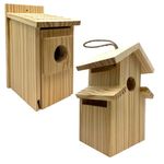 Oojami 2-Pack Assorted Unfinished DIY Outdoor Bird House - Sanctuary for Various Species - Macaw, African, Parakeet, Finches & More - Advanced Ventilation System, Easy Clean Access