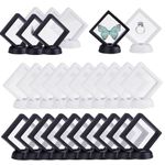 28Pcs Floating Frame Display Case, 3D Floating Film Jewely Storage Box, Dust-Proof Coin Display Box,3 Inch Display Holder Stands for Challenge Coins,Jewelry, Ring, Necklace, Earring