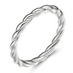 EAMTI Twisted Rope Ring for Women 925 Sterling Silver Stacking Wedding Band Size 4