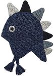 Toddler Kids Cartoon Winter Knitted Dinosaur Hat with Ear Flaps Double Layer Warm Hooded Beanie Cap Knitted Earcuff Hat Skiing Skating Outdoor Headgear for Girls Boys 1-5 Years